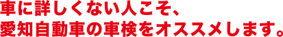 車に詳しくない人こそ、愛知自動車の車検をオススメします。